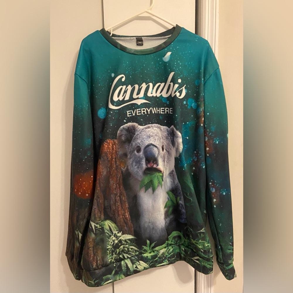 NWOT Cannabis Everywhere Koala Sweatshirt / Crew Neck size 3X